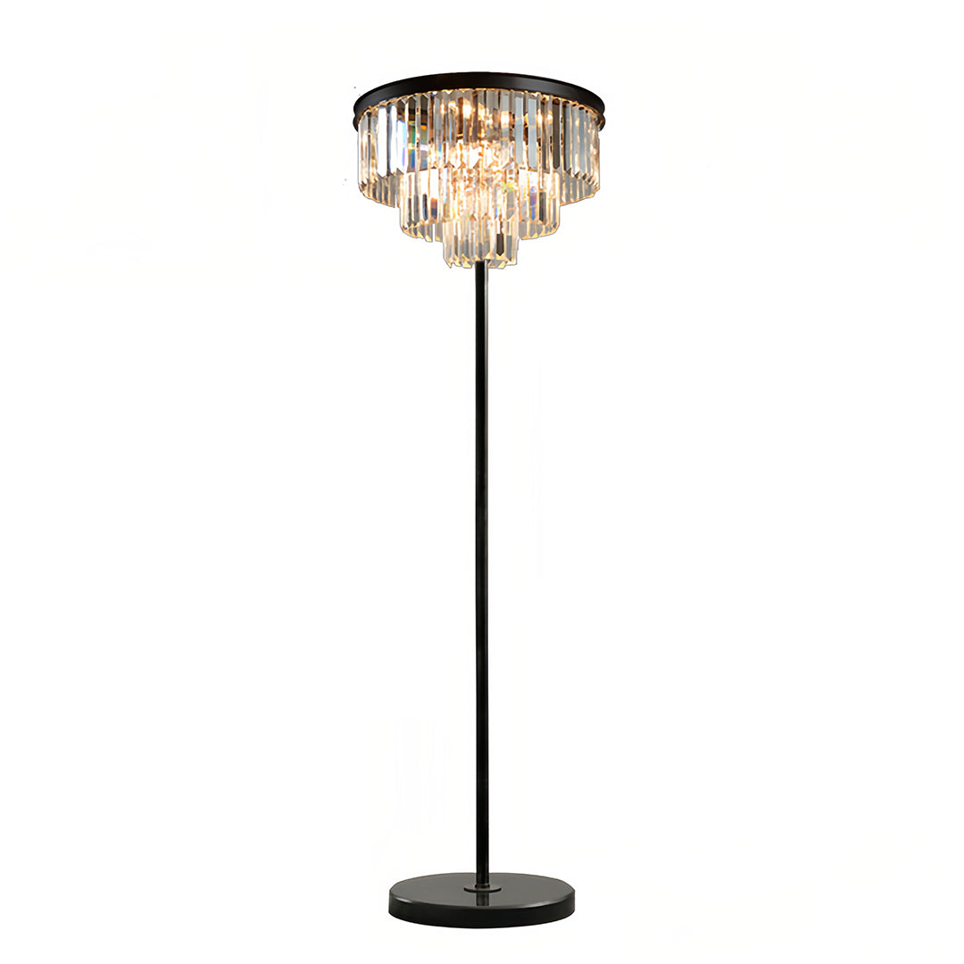 Luxury Floor Crystal Lamp with Handcrafted Shade – American Glamorous Design 0