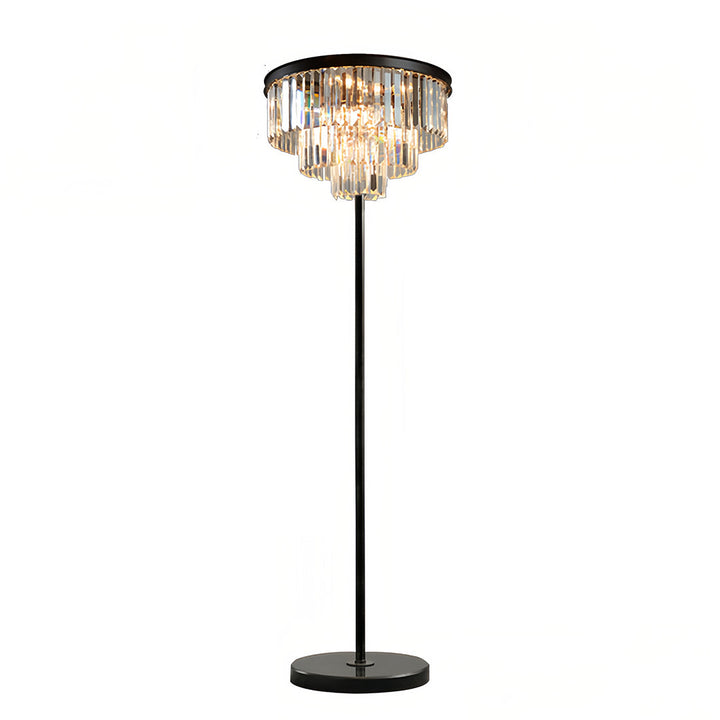Luxury Floor Crystal Lamp with Handcrafted Shade – American Glamorous Design 0