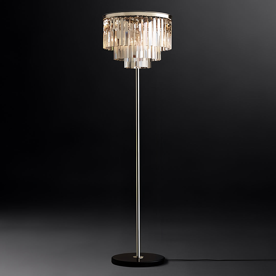 Luxury Floor Crystal Lamp with Handcrafted Shade – American Glamorous Design 6