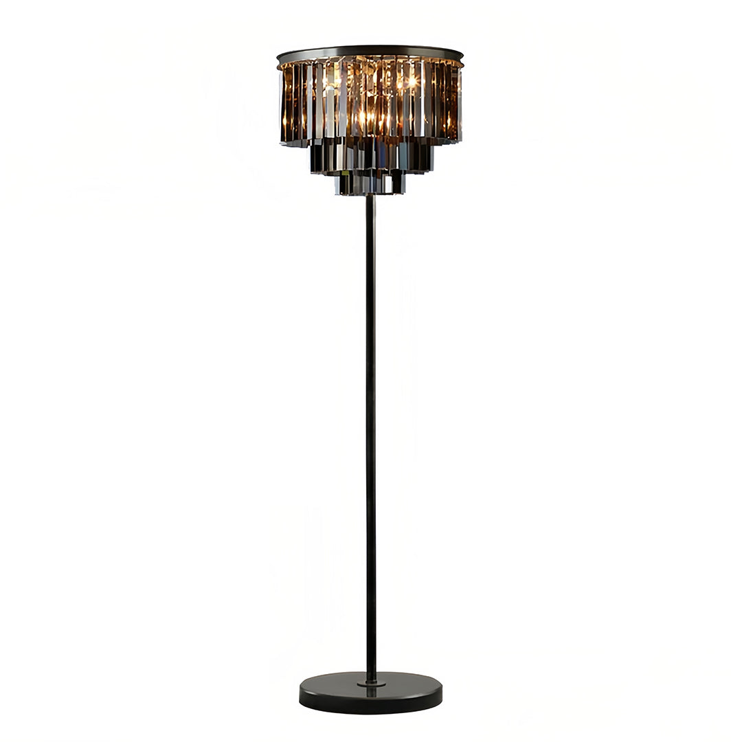 Luxury Floor Crystal Lamp with Handcrafted Shade – American Glamorous Design 9