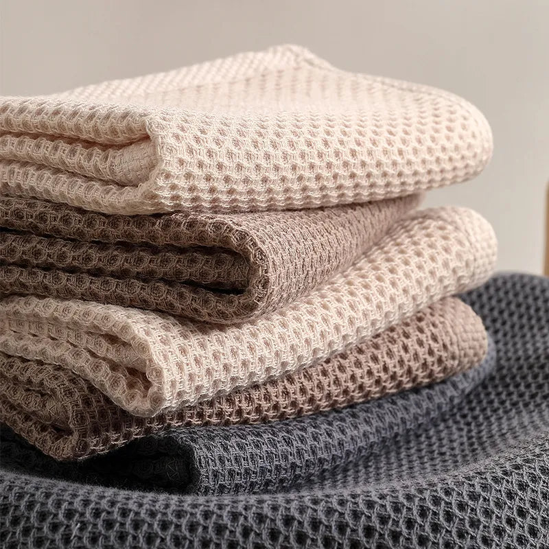 Luxury Honeycomb Cotton Towels Set – 6-Pack Ultra-Absorbent in Neutral Tones for Kitchen and Bathroom 0