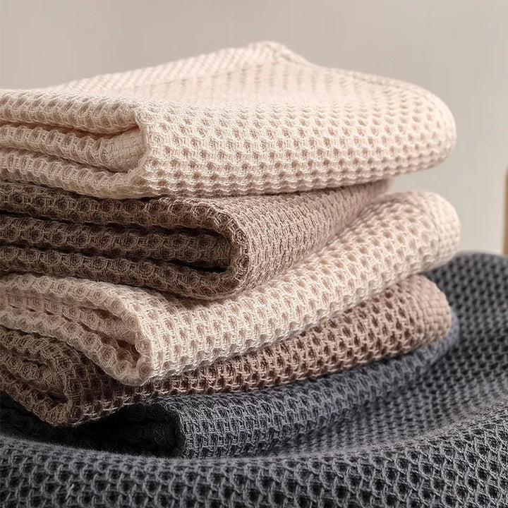 Luxury Honeycomb Cotton Towels Set – 6-Pack Ultra-Absorbent in Neutral Tones for Kitchen and Bathroom 0