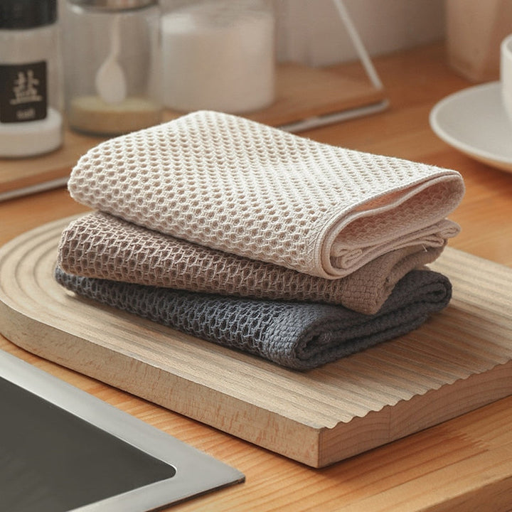 Luxury Honeycomb Cotton Towels Set – 6-Pack Ultra-Absorbent in Neutral Tones for Kitchen and Bathroom 1