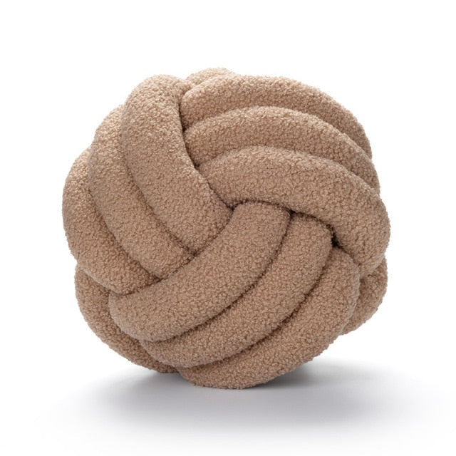 Luxury Knotted Throw Pillow, Soft Cotton Fleece Decorative Couch Pillow in Vibrant Colors, 22cm or 28cm Diameter 0