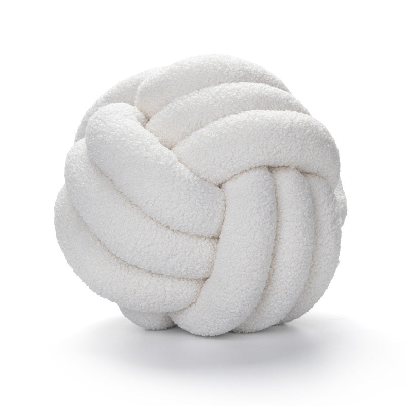 Luxury Knotted Throw Pillow, Soft Cotton Fleece Decorative Couch Pillow in Vibrant Colors, 22cm or 28cm Diameter 5