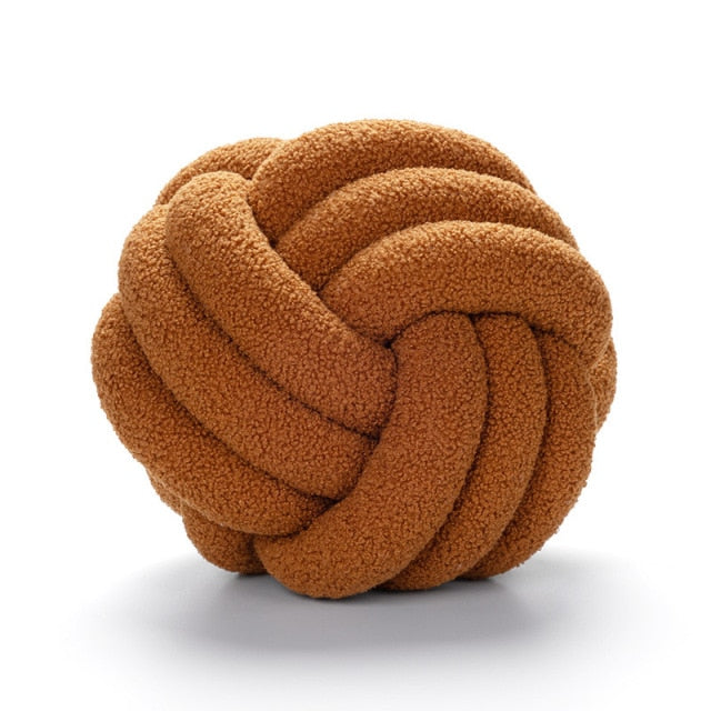 Luxury Knotted Throw Pillow, Soft Cotton Fleece Decorative Couch Pillow in Vibrant Colors, 22cm or 28cm Diameter 9