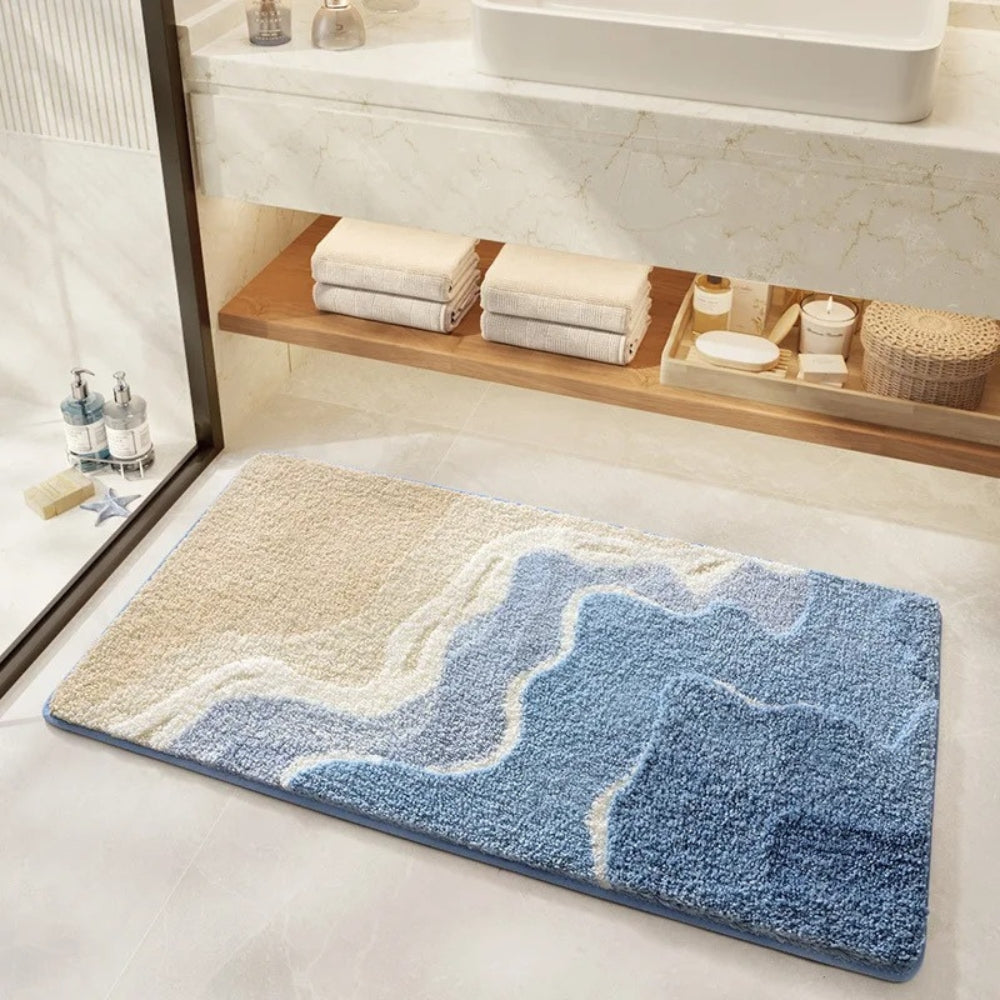 Luxury Microfiber Bath Mat with Coastal Design – Soft and Absorbent Bathroom Accessory 1