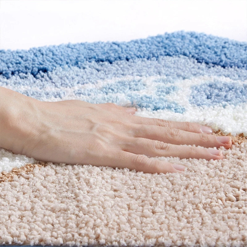 Luxury Microfiber Bath Mat with Coastal Design – Soft and Absorbent Bathroom Accessory 2