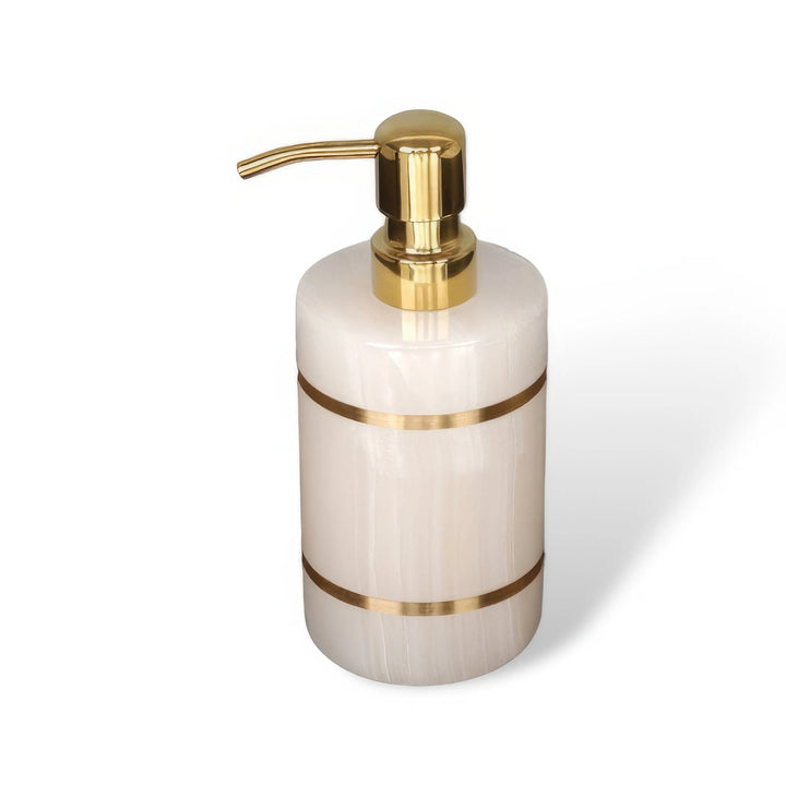Marble-Look Bathroom Accessories Set with Gold Accents – Soap Dispenser, Toothbrush Holder, Dish, and Tray 0