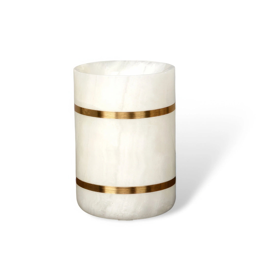 Marble-Look Bathroom Accessories Set with Gold Accents – Soap Dispenser, Toothbrush Holder, Dish, and Tray 13