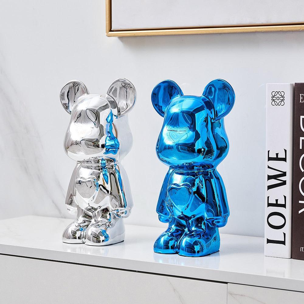 Metallic Space Bear Sculpture – Stylish Tabletop Decor in Silver, Gold, Pink, Blue, and Rose, High-Quality Resin Figurine 1