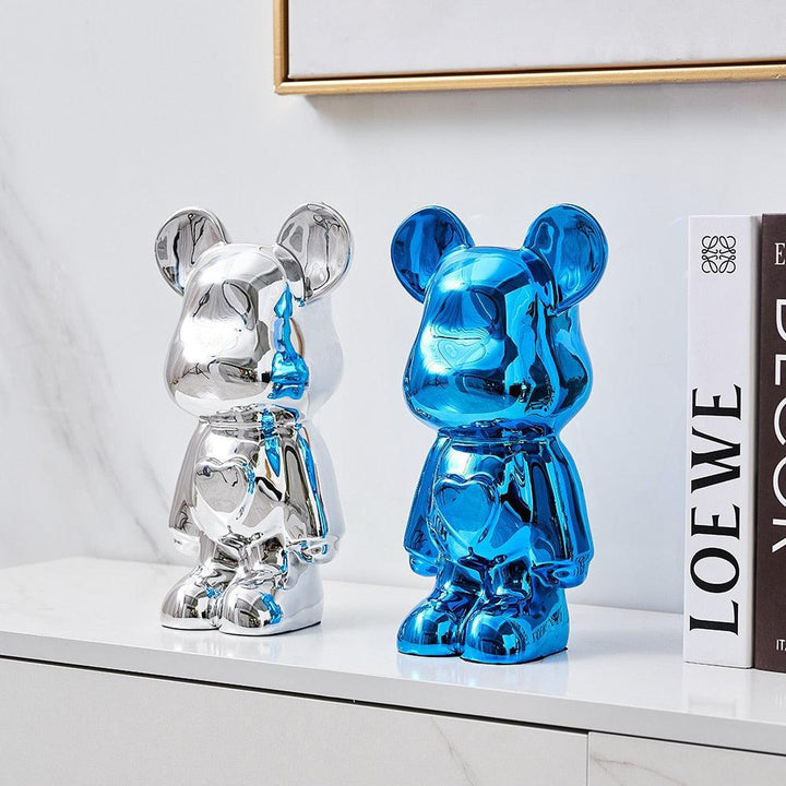 Metallic Space Bear Sculpture – Stylish Tabletop Decor in Silver, Gold, Pink, Blue, and Rose, High-Quality Resin Figurine 1