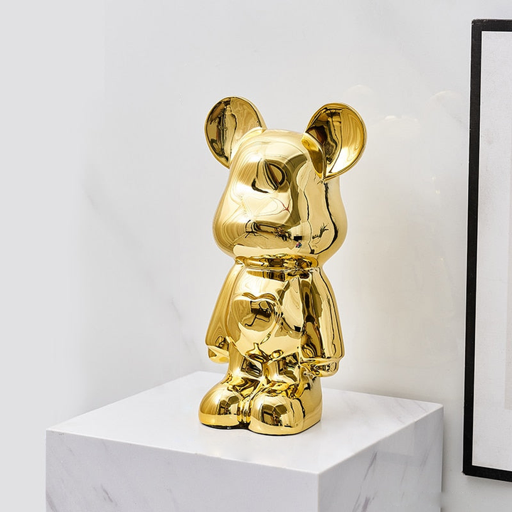 Metallic Space Bear Sculpture – Stylish Tabletop Decor in Silver, Gold, Pink, Blue, and Rose, High-Quality Resin Figurine 11