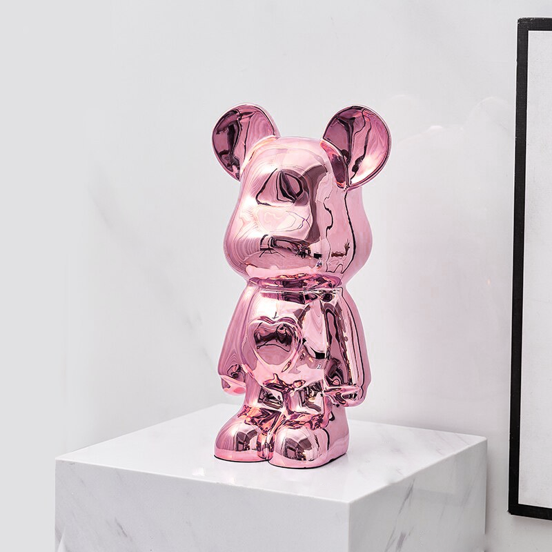 Metallic Space Bear Sculpture – Stylish Tabletop Decor in Silver, Gold, Pink, Blue, and Rose, High-Quality Resin Figurine 12