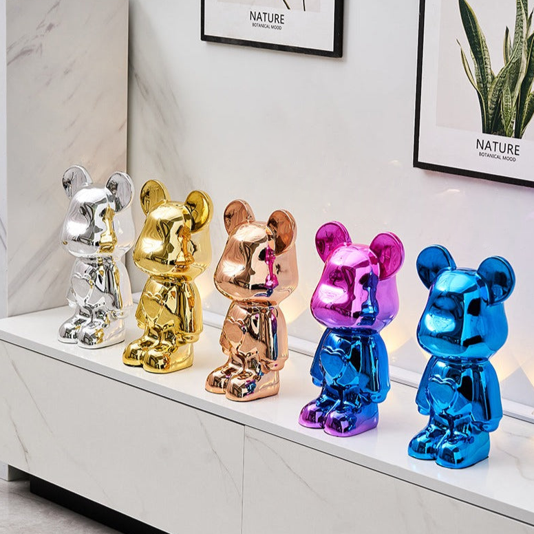 Metallic Space Bear Sculpture – Stylish Tabletop Decor in Silver, Gold, Pink, Blue, and Rose, High-Quality Resin Figurine 5