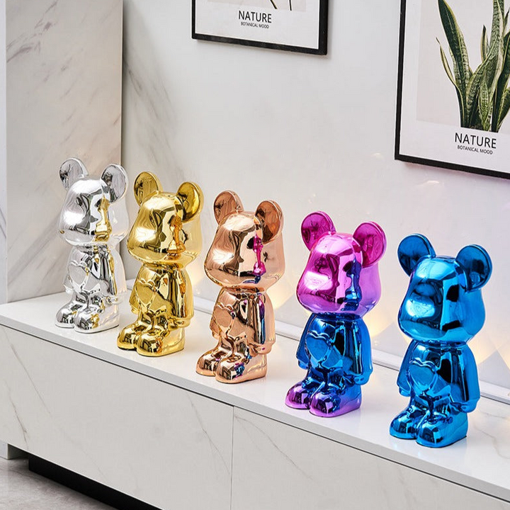 Metallic Space Bear Sculpture – Stylish Tabletop Decor in Silver, Gold, Pink, Blue, and Rose, High-Quality Resin Figurine 5