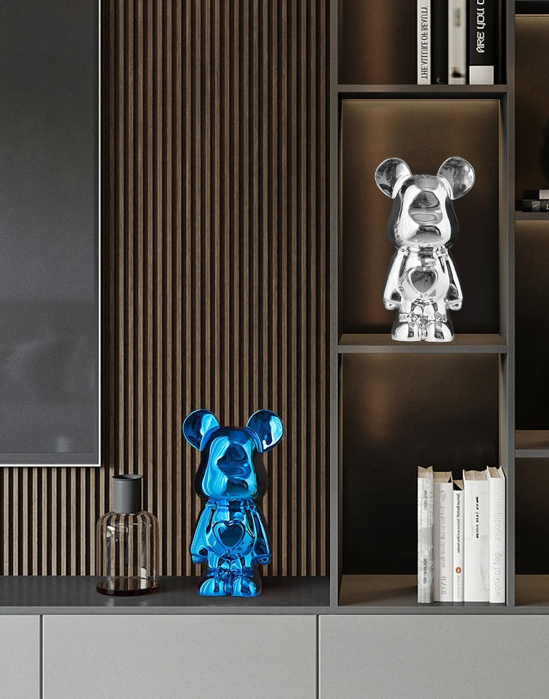 Metallic Space Bear Sculpture – Stylish Tabletop Decor in Silver, Gold, Pink, Blue, and Rose, High-Quality Resin Figurine 6