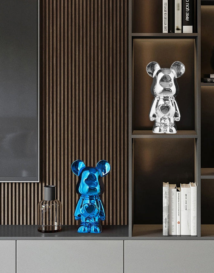 Metallic Space Bear Sculpture – Stylish Tabletop Decor in Silver, Gold, Pink, Blue, and Rose, High-Quality Resin Figurine 6