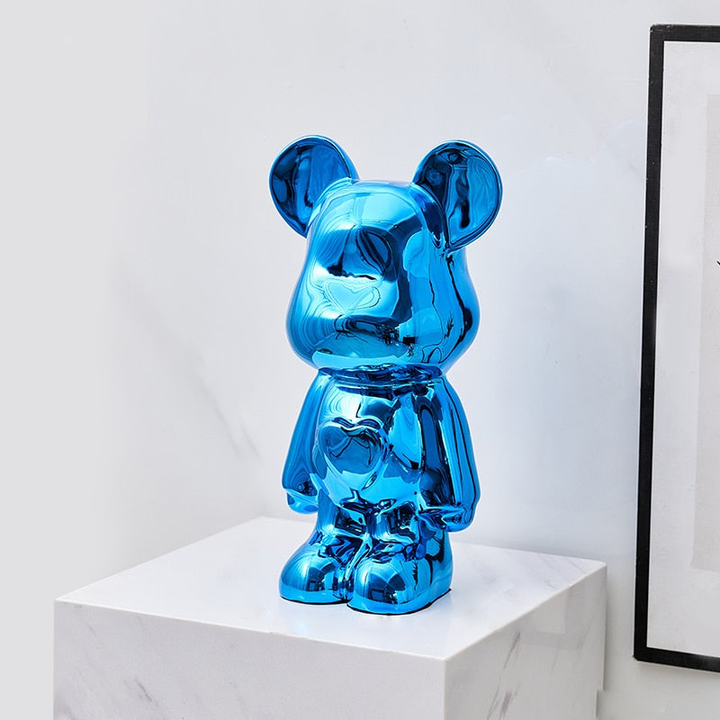 Metallic Space Bear Sculpture – Stylish Tabletop Decor in Silver, Gold, Pink, Blue, and Rose, High-Quality Resin Figurine 9