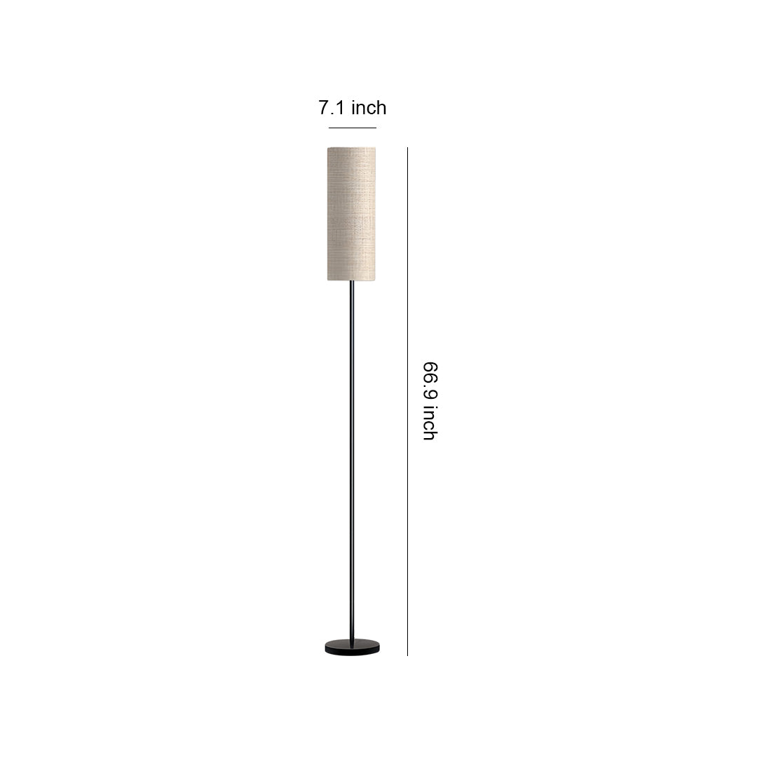 Mid-Century Black Wrought Iron Floor Lamp with Linen Shade and Tri-Color LED 8