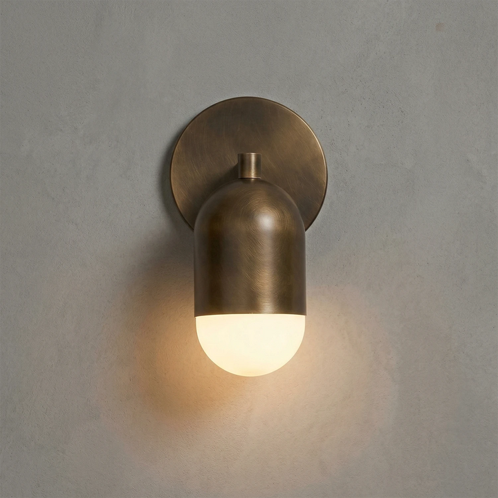 Mid-Century Modern Brass Capsule Wall Sconce – Dimmable Wall Light in Antique Bronze for Elegant Spaces 2