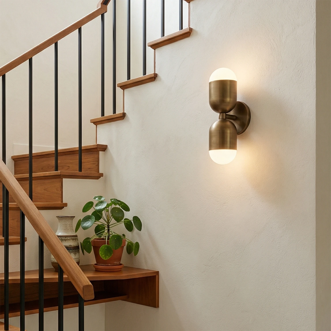 Mid-Century Modern Brass Capsule Wall Sconce – Dimmable Wall Light in Antique Bronze for Elegant Spaces 4