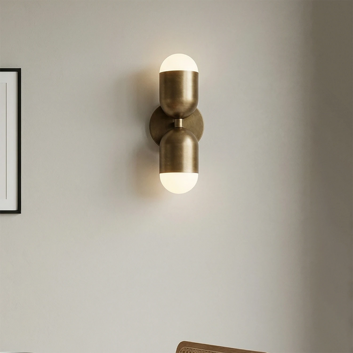 Mid-Century Modern Brass Capsule Wall Sconce – Dimmable Wall Light in Antique Bronze for Elegant Spaces 5