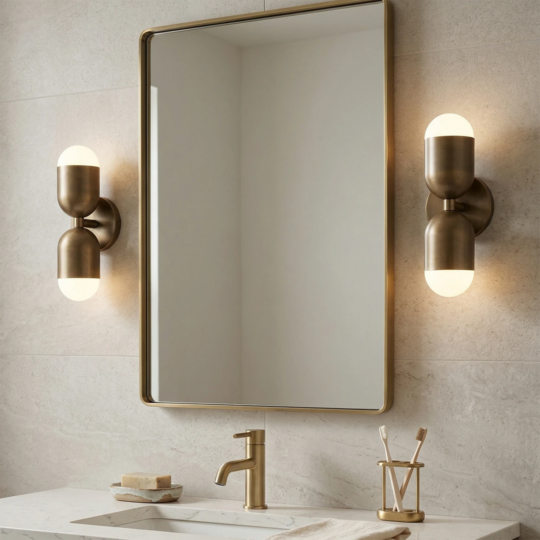 Mid-Century Modern Brass Capsule Wall Sconce – Dimmable Wall Light in Antique Bronze for Elegant Spaces 8