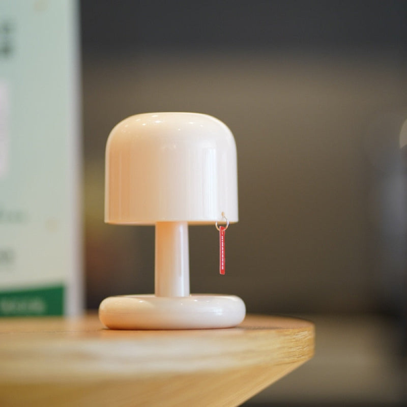 Mini Mushroom Cordless Table Lamp – Dimmable LED Bedside Lamp with Touch Switch in Ivory 1