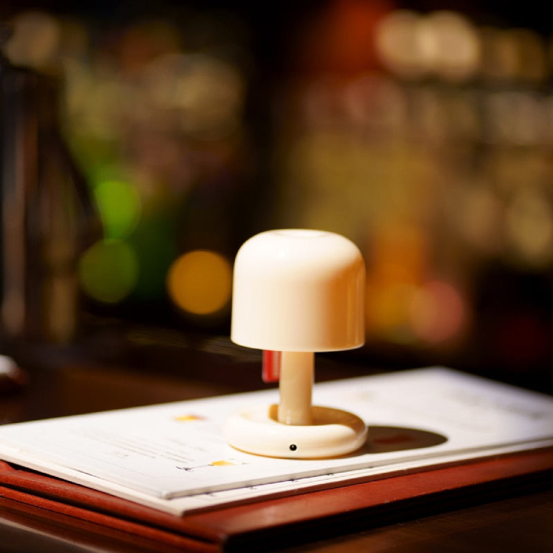 Mini Mushroom Cordless Table Lamp – Dimmable LED Bedside Lamp with Touch Switch in Ivory 4