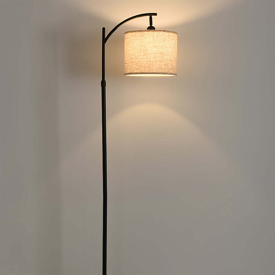 Minimalist Arc Floor Lamp with Fabric Shade and Marble Base – Adjustable Height Lighting 0