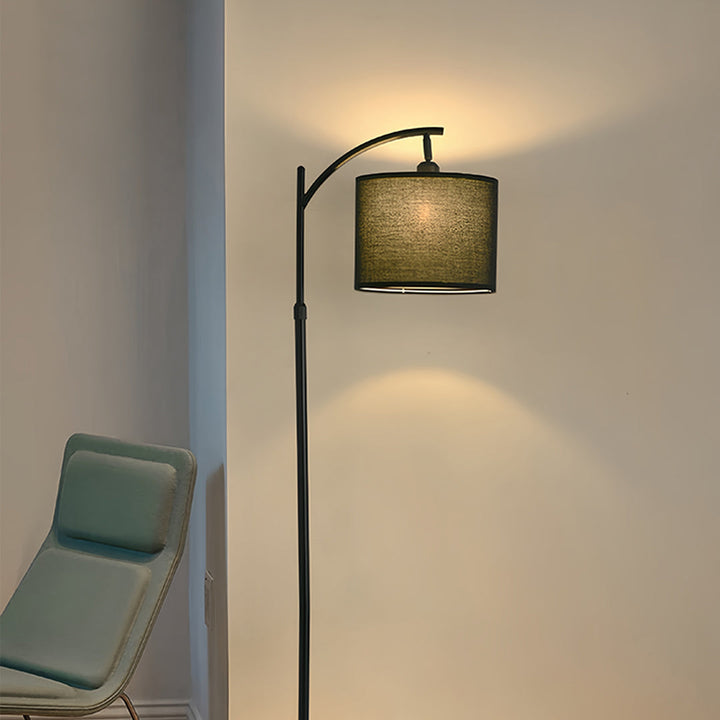 Minimalist Arc Floor Lamp with Fabric Shade and Marble Base – Adjustable Height Lighting 3
