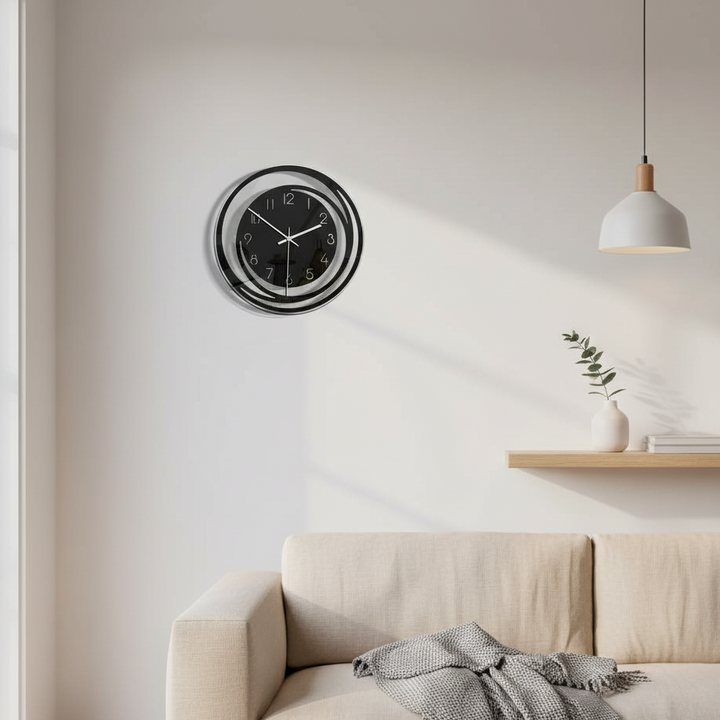 Minimalist Black Wall Clock – Elegant Design with Silent Movement – Ø 30 cm 0