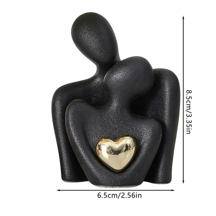 Minimalist Ceramic Sculpture with Golden Heart Accent - Modern Home Decor Art Piece 3