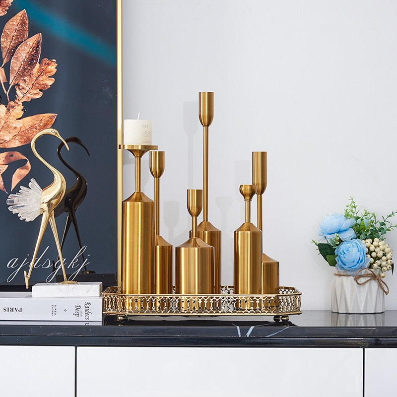 Minimalist Gold Candlestick Holders – Modern Metal Candle Holders in Various Heights for Elegant Home Decor 1