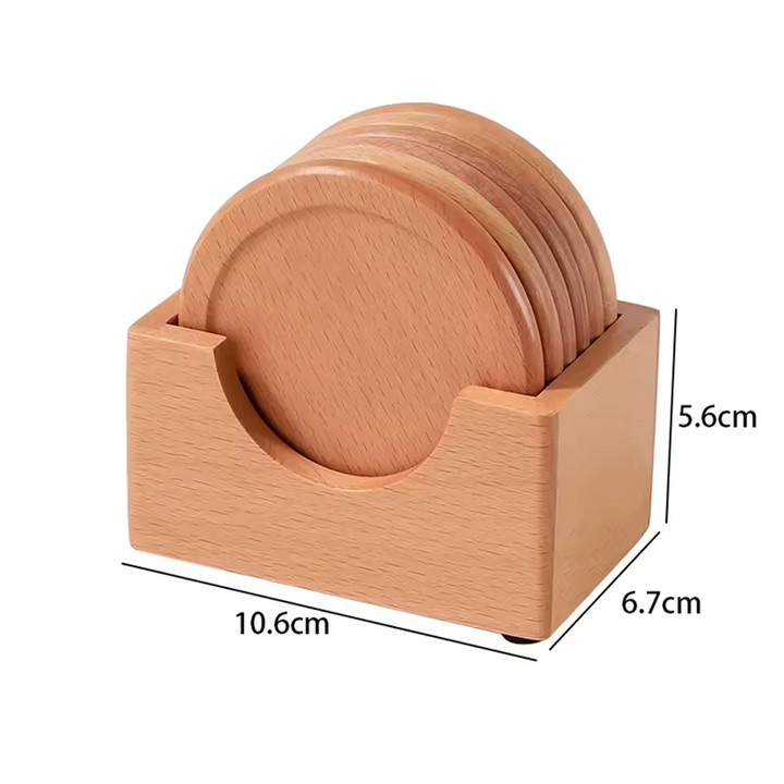 Minimalist Japanese Coaster Set – 6 Walnut and Beech Coasters with Holder for Home Decor 5