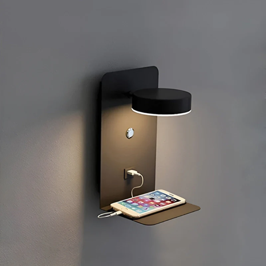 Minimalist LED Wall Lamp with USB Charging Port for Modern Interiors 0