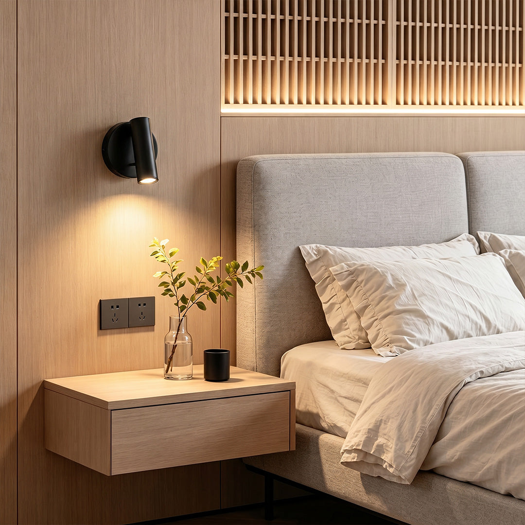 Minimalist LED Wall Sconce Lighting - Adjustable Metal Wall Lamp for Bedside Reading in Black, White, and Antique Bronze 1