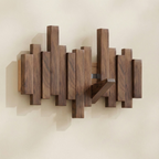 Minimalist Piano Coat Rack Wall Mounted in Walnut or Beech Wood with 5 Durable Hooks for Stylish Coat Storage 0