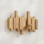 Minimalist Piano Coat Rack Wall Mounted in Walnut or Beech Wood with 5 Durable Hooks for Stylish Coat Storage 12