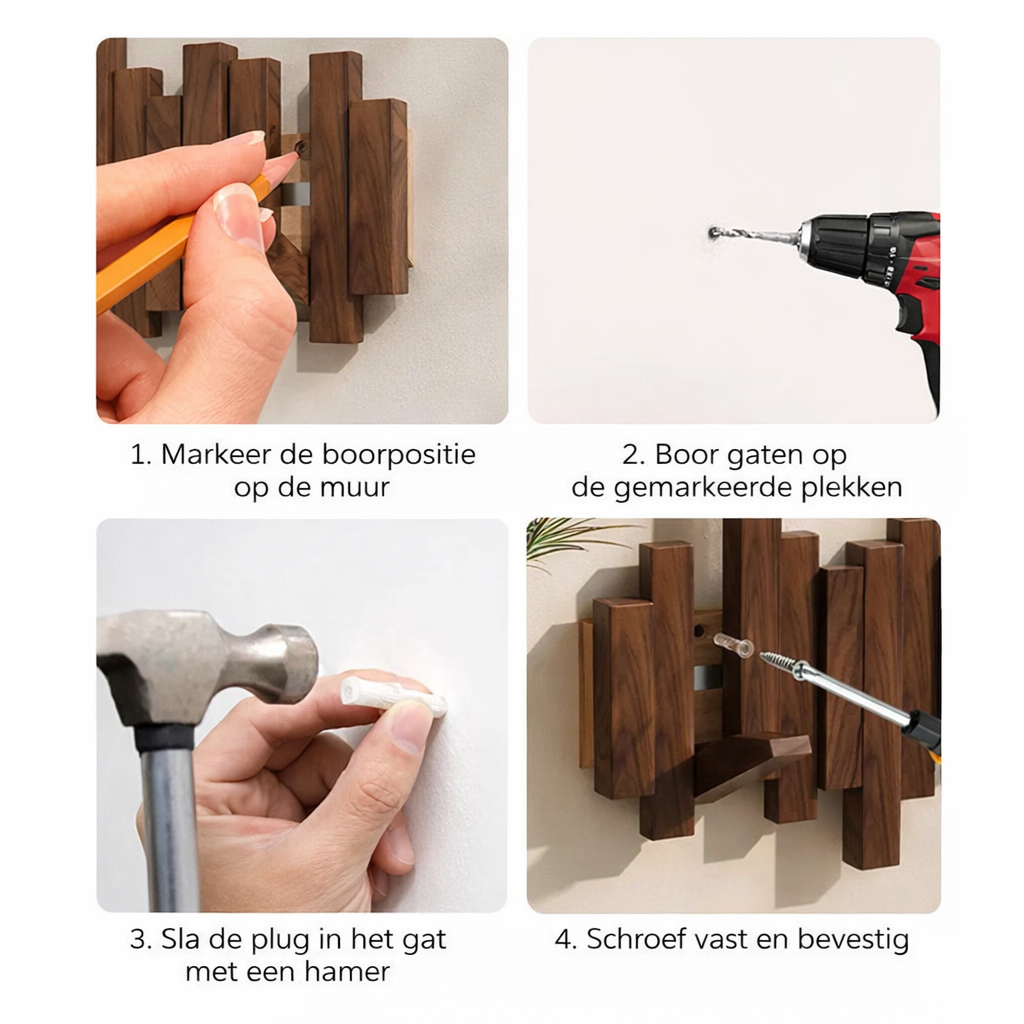 Minimalist Piano Coat Rack Wall Mounted in Walnut or Beech Wood with 5 Durable Hooks for Stylish Coat Storage 7