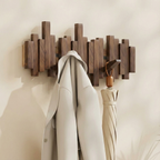 Minimalist Piano Coat Rack Wall Mounted in Walnut or Beech Wood with 5 Durable Hooks for Stylish Coat Storage 8
