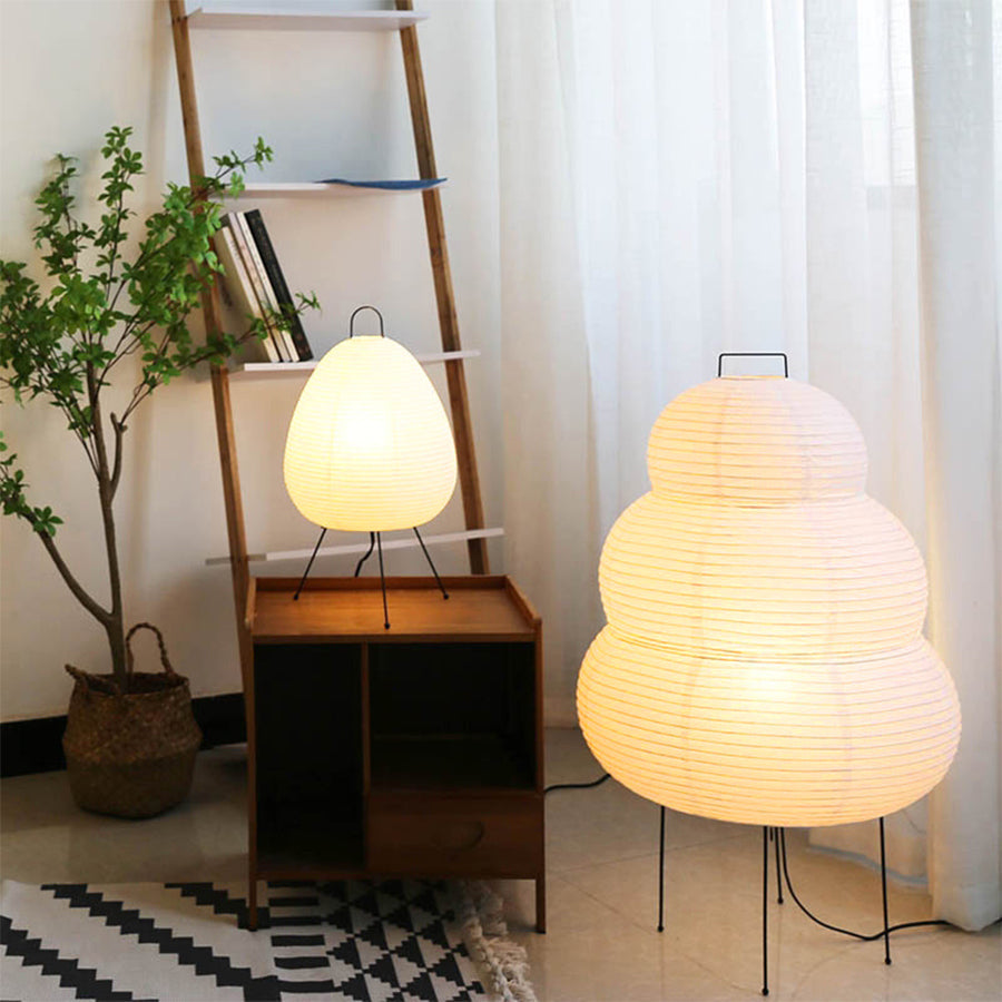 Minimalist Rice Paper Table Lamp with Tri-Color Light – Japanese Wabi-Sabi Design 1
