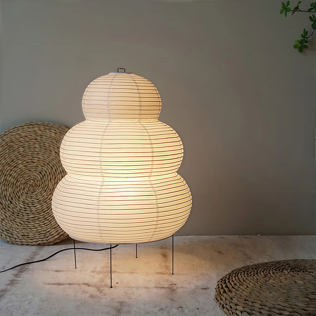 Minimalist Rice Paper Table Lamp with Tri-Color Light – Japanese Wabi-Sabi Design 4