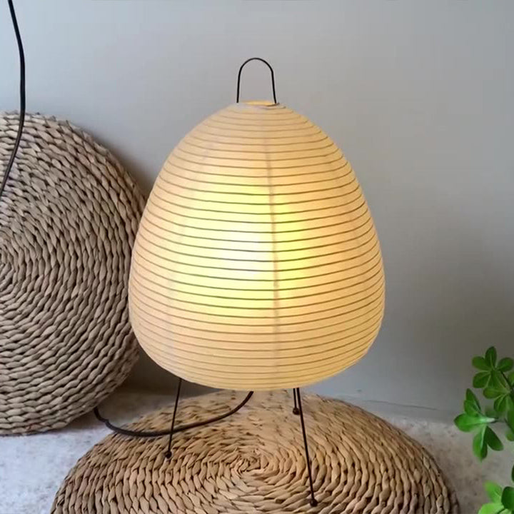 Minimalist Rice Paper Table Lamp with Tri-Color Light – Japanese Wabi-Sabi Design 5