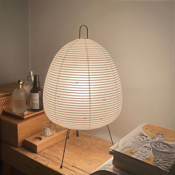 Minimalist Rice Paper Table Lamp with Tri-Color Light – Japanese Wabi-Sabi Design 8