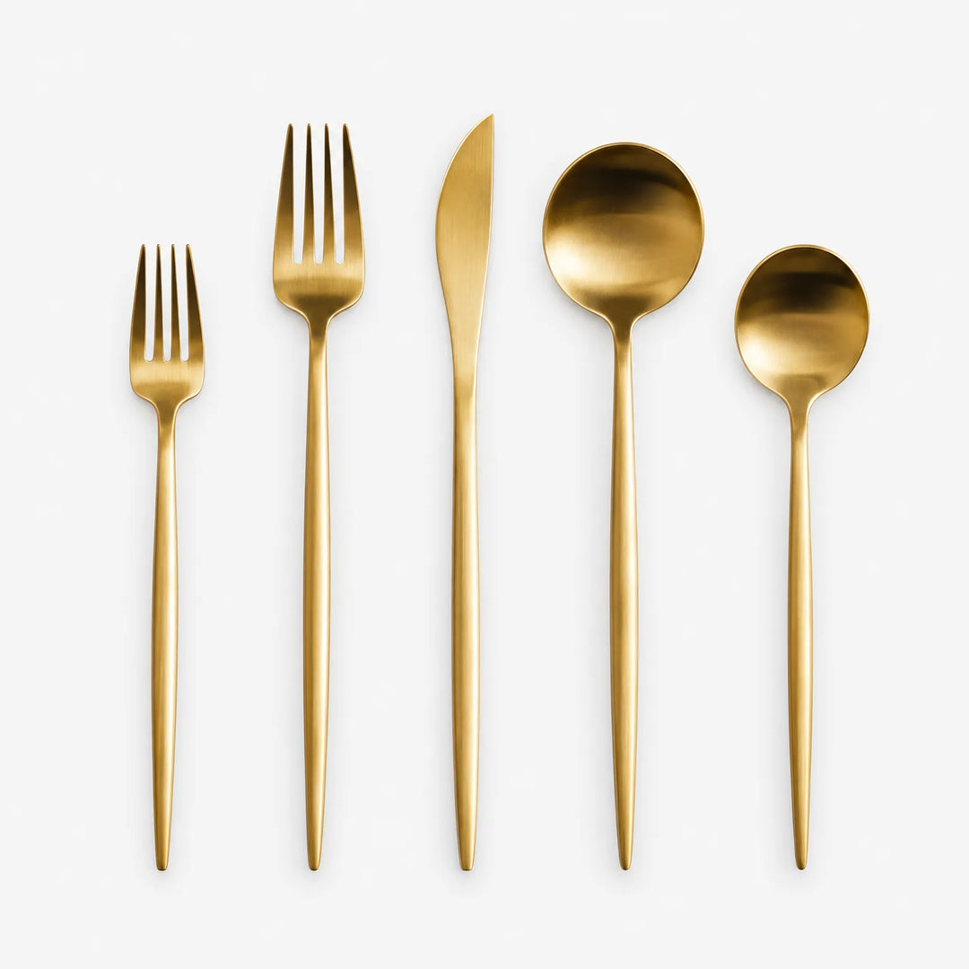 Minimalist Stainless Steel Cutlery Set – 20-Piece Modern Silverware Set with Matte Titanium Finish for Home Dining and Entertaining 0