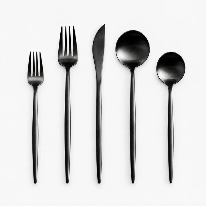 Minimalist Stainless Steel Cutlery Set – 20-Piece Modern Silverware Set with Matte Titanium Finish for Home Dining and Entertaining 3