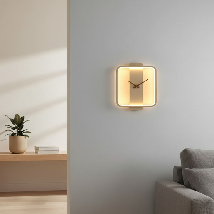 Minimalist Wall Clock with Backlight – Aluminum and Glass Design for Modern Interiors 3