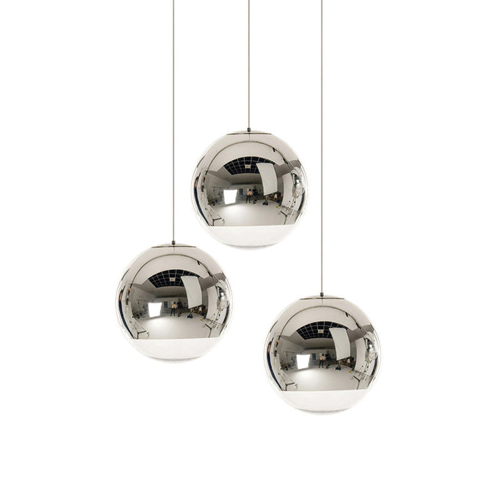 Mirror Ball Pendant Light – Modern Kitchen Pendant Lighting in Gold and Chrome, Adjustable Height, Reflective Design 13